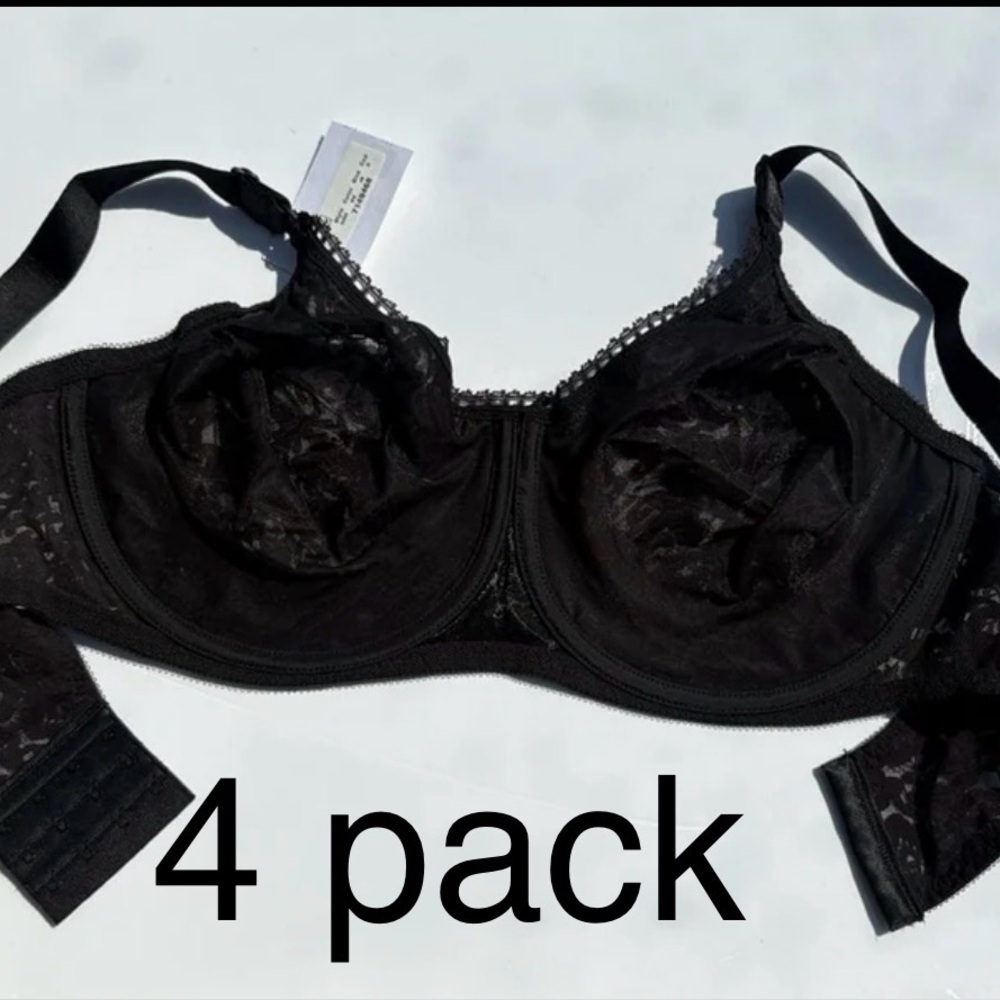 Elegant Bali Black Lace Bra’s  40D NWT Lot of 4